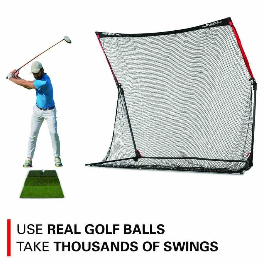 Rukket SPDR Portable Driving Range Net Side Barriers + Tri-Turf Mat