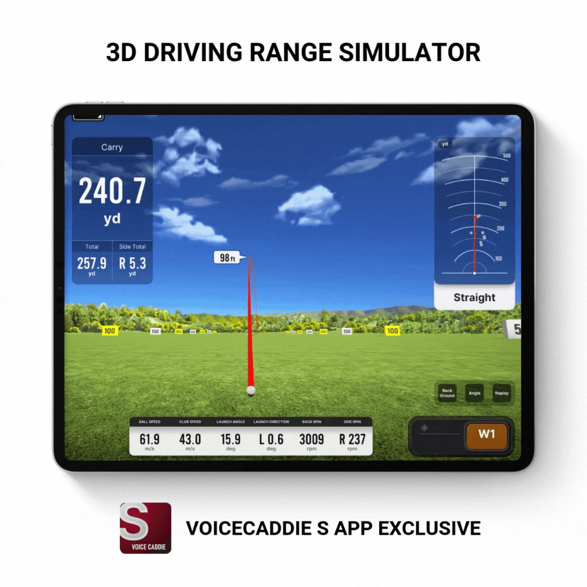 Voice Caddie SC4 PRO Launch Monitor + 3D Driving Range Simulator