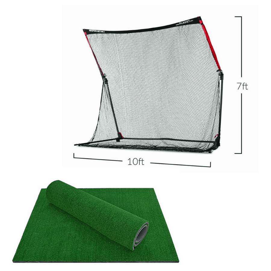 Rukket SPDR Portable Driving Range Net Side Barriers + Tri-Turf Mat