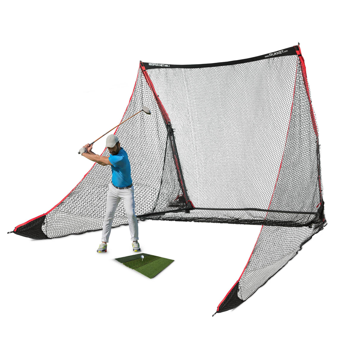 Rukket SPDR Portable Driving Range Net Side Barriers + Tri-Turf Mat