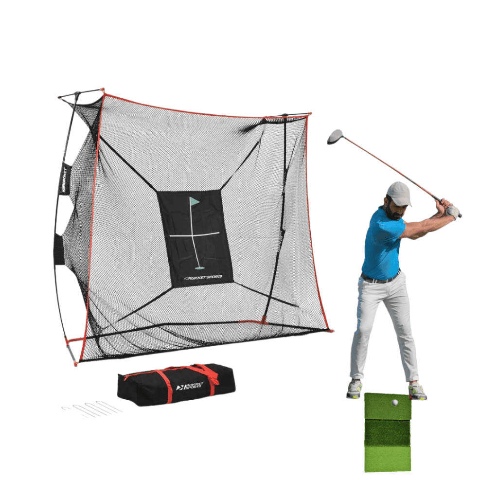 Rukket Haack Pro Golf Net + Tri Turf Hitting Mat Elevate Sports